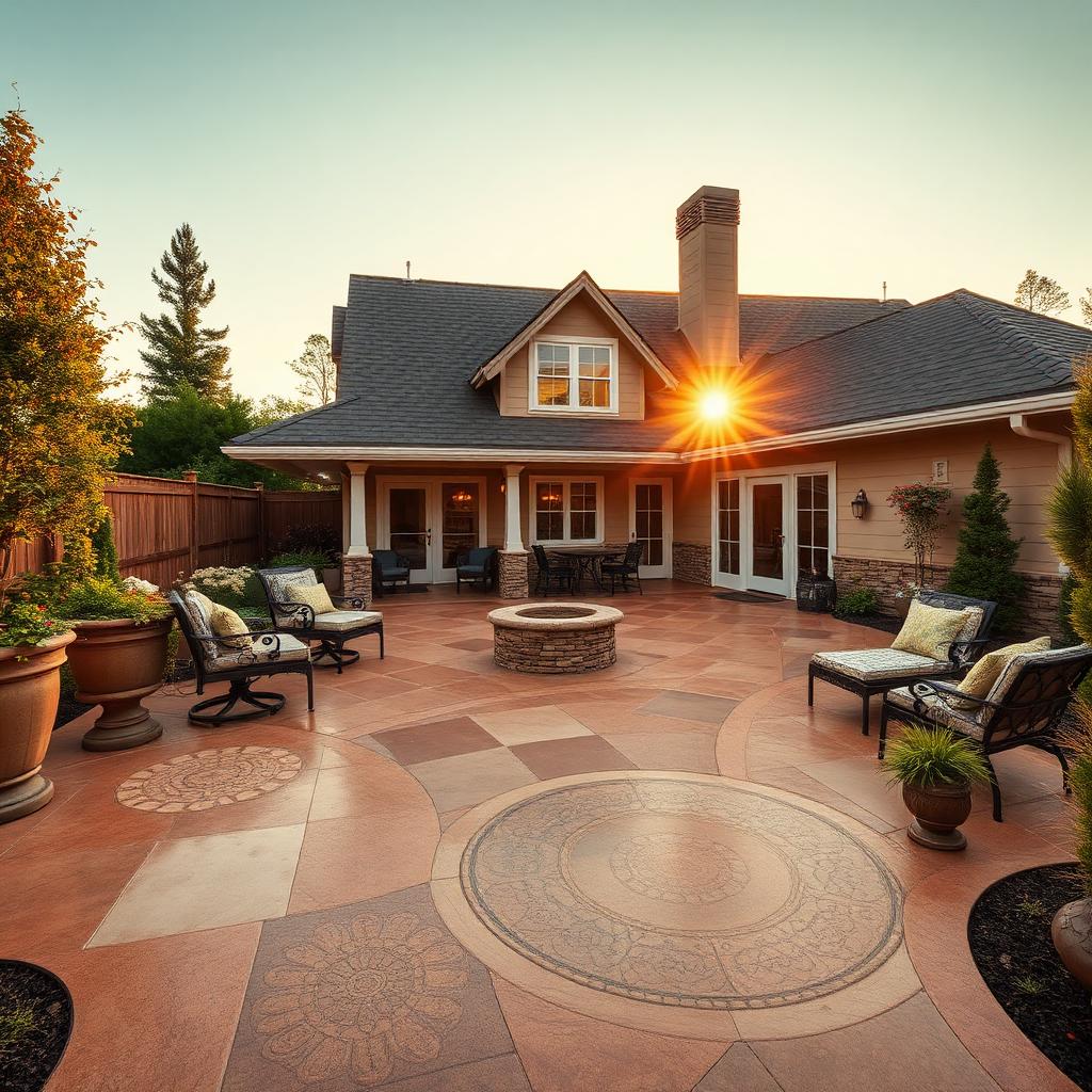 Decorative outdoor concrete coating patio in McKinney