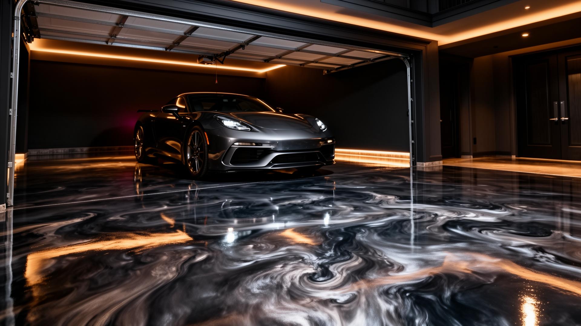 Stunning metallic epoxy garage floor